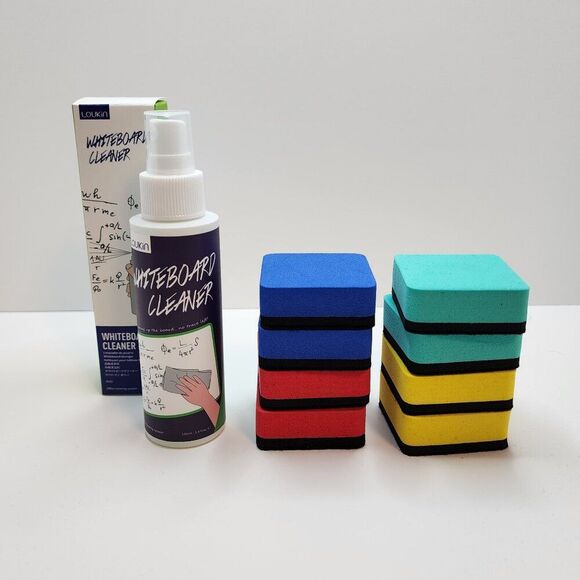 Dry Erase Board Cleaner + 8 Magnetic Dry Erasers | Classroom Teacher Supplies - Picture 1 of 5